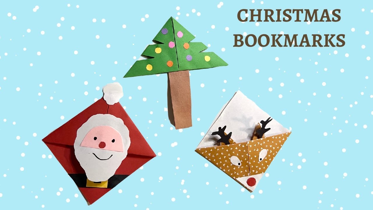 Christmas bookmarks DIY how to make easy Christmas bookmark paper craft