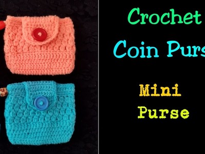 Crochet Coin purse with flap . Crochet coin purse