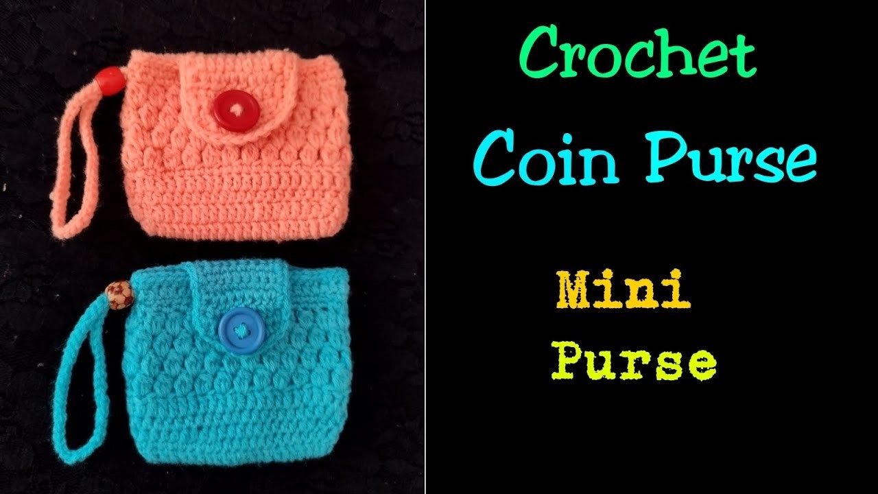 Crochet Coin purse with flap . Crochet coin purse