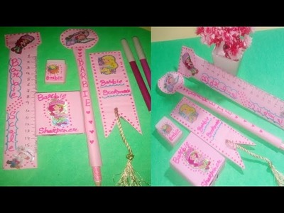 DIY Barbie Stationary Set || How to make diy barbie stationary set || Barbie School Supplies ||