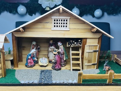 DIY CHRISTMAS CRIB using broken cutting board || Diy Nativity Scene