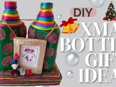 DIY Christmas Picture Photo Frame Glass Bottle Flower Vase Home Decoration Gift Ideas