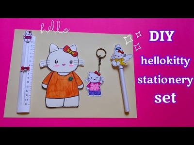 Diy hello kitty stationery.homemade hello kitty stationery set. cute school supplies.diy crafts