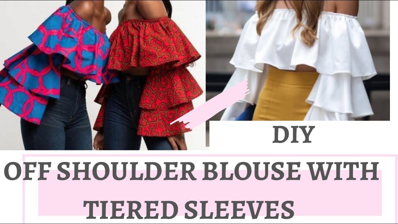 DIY OFF SHOULDER BLOUSE WITH THREE TIERED SLEEVES | NO PATTERNS NEEDED | Beginner friendly