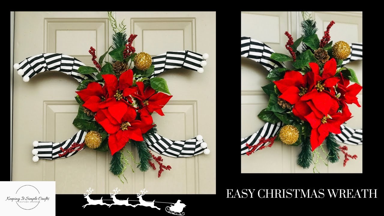 Dollar Tree & Walmart Christmas Wreath Door Hanger DIY High End Holiday Decor Floral Arrangement ????
