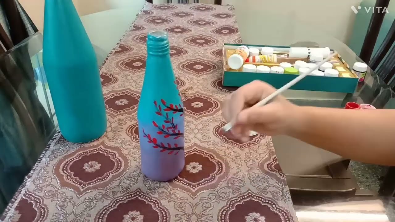 Easy bottle art and glass jar for decoration | DIY ordinary jar into a luxurious jar