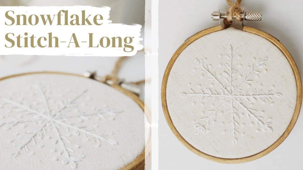 FREE Embroidery Pattern | Hand Embroidery Christmas Ornament Snowflake Stitch-A-Long