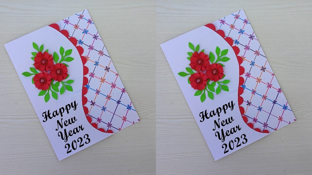Happy New year card 2023 | How to make new year greeting card | DIY New year card making easy |