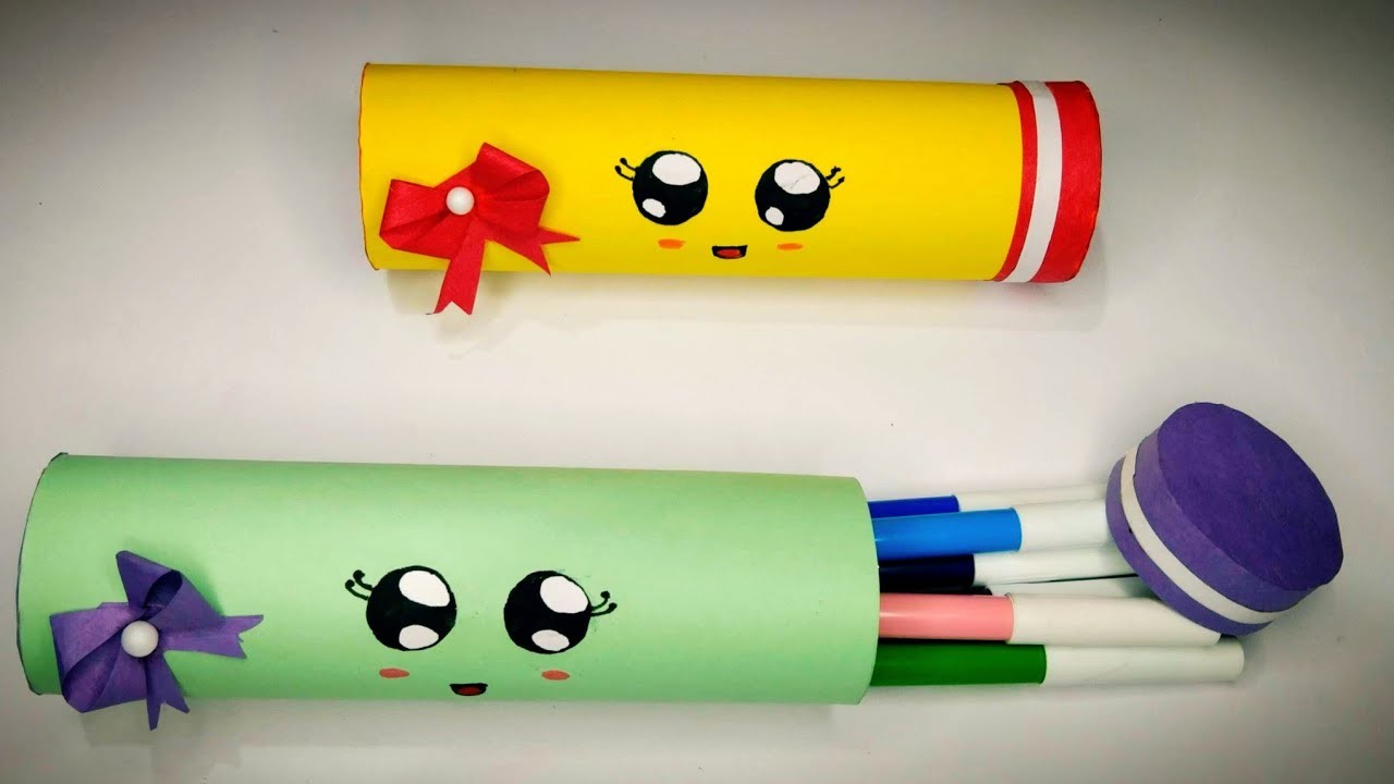 Haw to make a paper craft pencil box. paper pencil box. @Neerajcraft