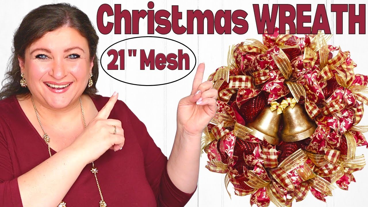 How to make a Christmas Deco Mesh Wreath | 21 inch Poof Method Wreath Tutorial