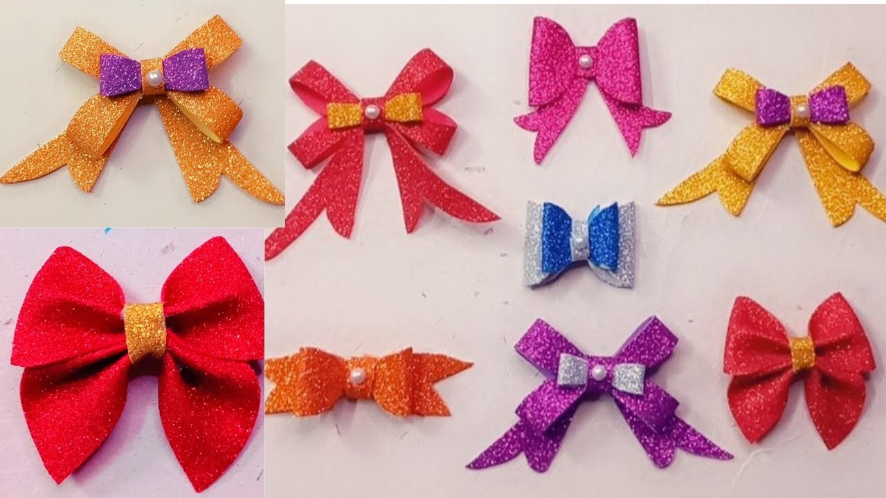 How to make BOWS using Glitter Foam Sheets. 5 Types Foam Sheets Craft ideas.TUTORIAL