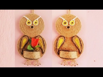 How to make jute owl for home decoration.Diy Jute craft. owl wall hanging idea