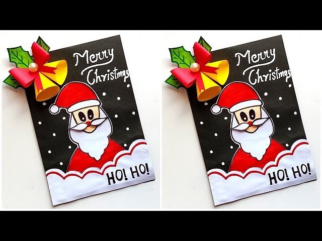Merry Christmas greeting card making 2022 handmade. How to make Christmas card. DIY Christmas card