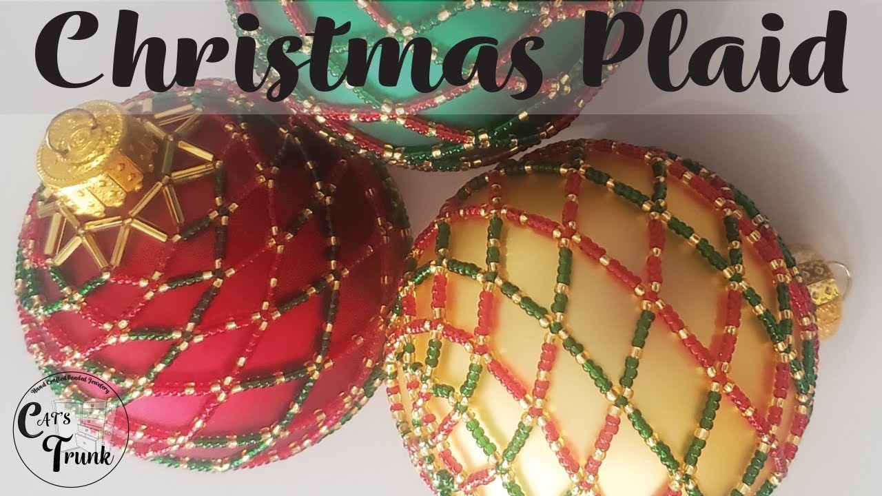 Plaid Inspired Beaded Ball Ornament. Christmas Tree. Holidays. DIY Gifts