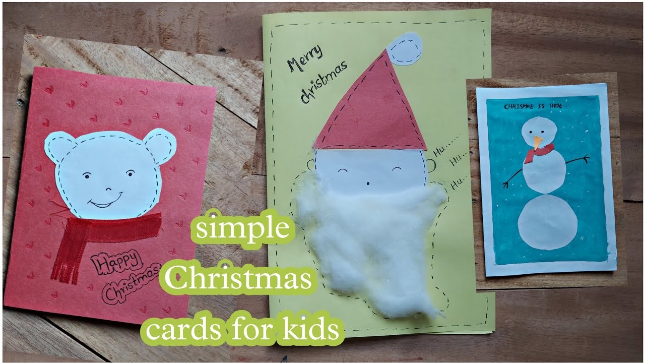Simple  Christmas Greeting Cards Ideas for Kids | Easy Crafts |