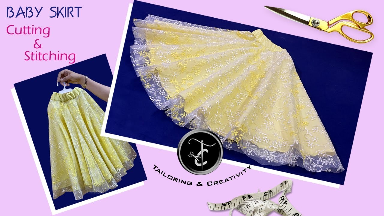 Skirt cutting and stitching | How to sew baby skirt #skirt #babyskirt