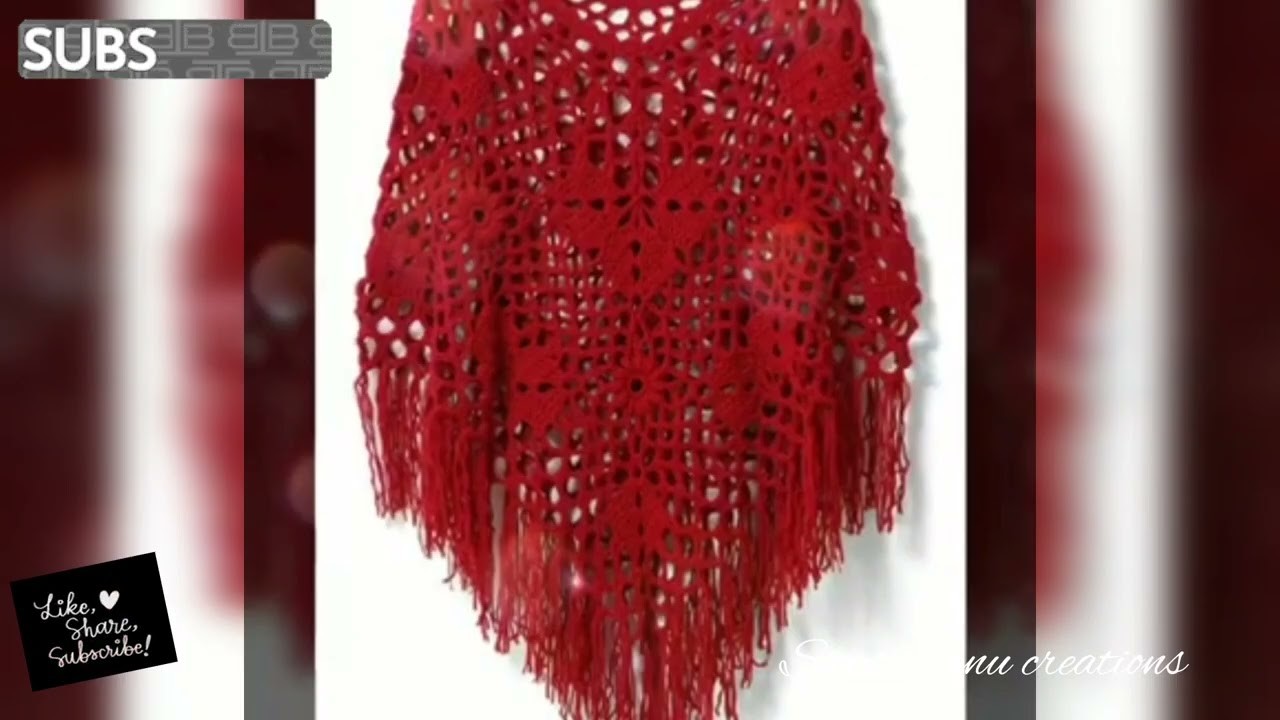 Trendy Designer Fancy  Cotton Kinttiend Embroidered Crochet Lace Pattern PONCHO Designs❤️❤️