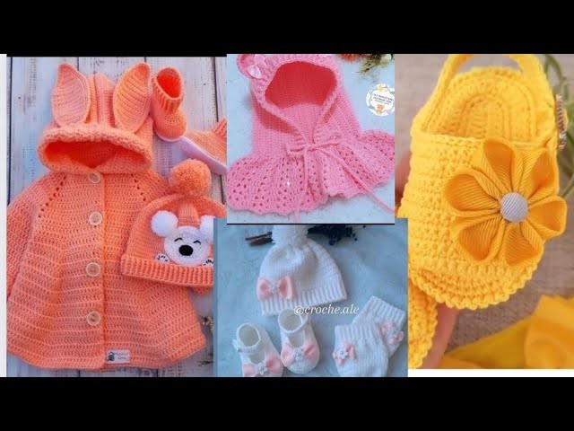 Verey beutyful crochet baby froks ,shoes, caps and headband design