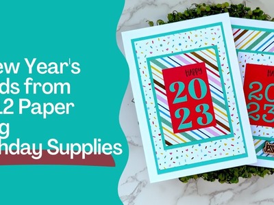 12x12 Paper with No Scraps | New Year's Cards with Birthday Supplies