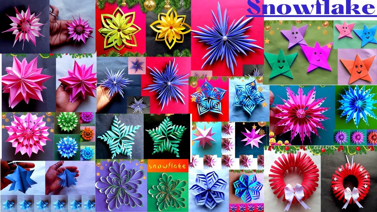 ????❄️❄️15 easy and attractive 3D paper snowflake for Christmas decorations.christmas decorations ideas