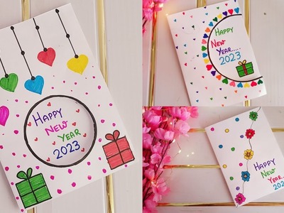 3 Happy new year card 2023 | How to make new year greeting card | New year card making handmade easy