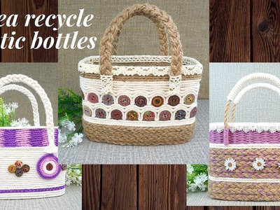 3 Idea Recycle Old Plastic Bottles To Storage Bags. Diy Storage Basket. Diy Rope Organizer Basket
