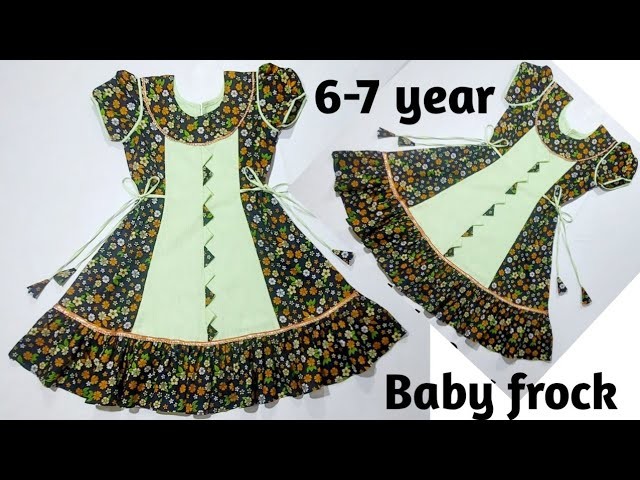 Baby frock new design baby frock baby dress 6 panel baby frock frill frock cutting and stitching