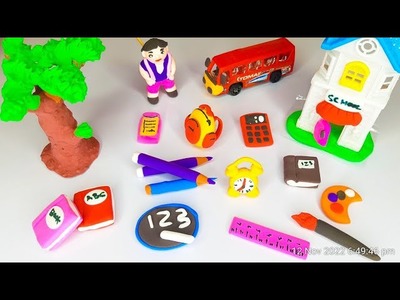 Clay school | how to make polymer clay  miniature  school supplies