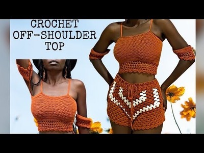 Crochet off shoulder top that goes with almost anything. easy crochet top tutorial
