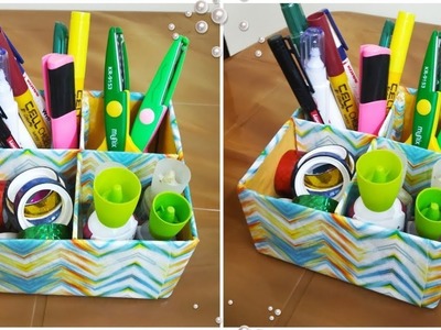 DIY Organizer with Cardboard box- Stationary Organizer - Organization ideas - Best out of Waste