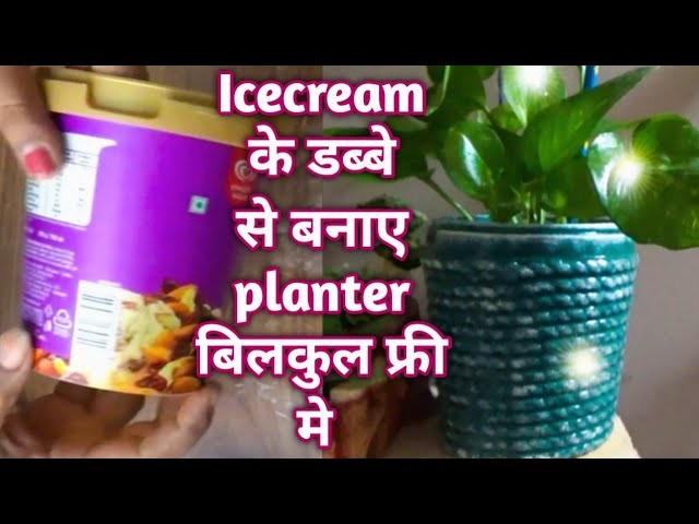 DIY Planter from waste icecream container