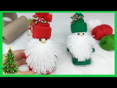 EASY????DIY Gnome Christmas Ornaments| Made of YARN and CARDBOARD sleeve|Christmas Decoration İdeas