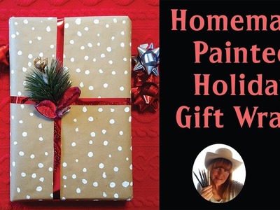 Homemade Christmas And Holiday Gift Wrap Using Acrylic Paints! (Real-Time Art Lesson!)
