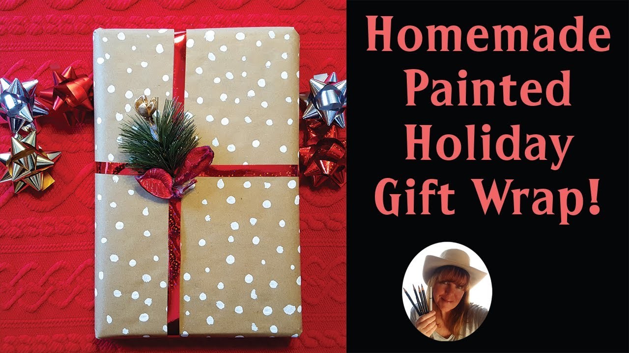 Homemade Christmas And Holiday Gift Wrap Using Acrylic Paints! (Real-Time Art Lesson!)