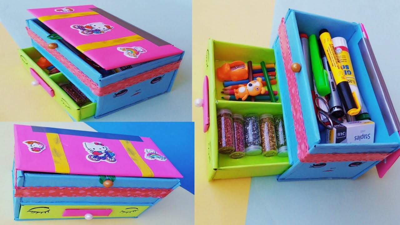 How to make pencil case with cardboard|| DIY pensil organizers|| @ujalacraftideas