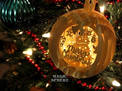 Making a Christmas Tree Popup Sphere Ornament - DIY Paper Craft Christmas Ornament