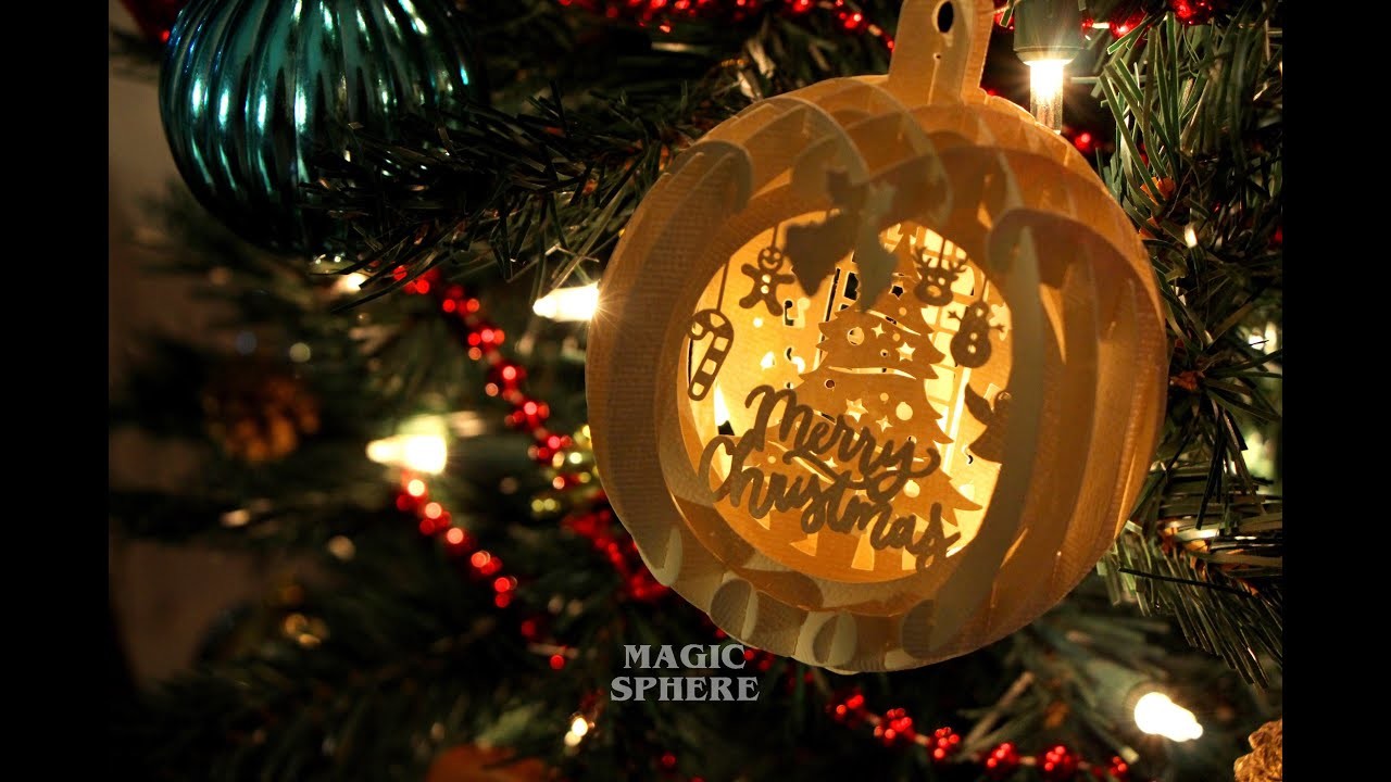 Making a Christmas Tree Popup Sphere Ornament - DIY Paper Craft Christmas Ornament