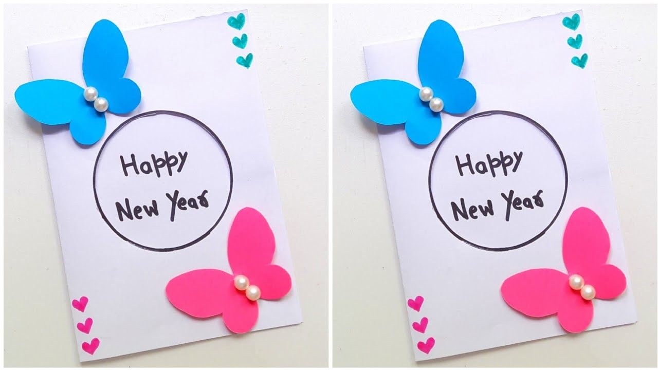 ???? White Paper ???? Newyear Greeting Card 2023 • Butterfly New Year Card Idea • happy new year card 2023