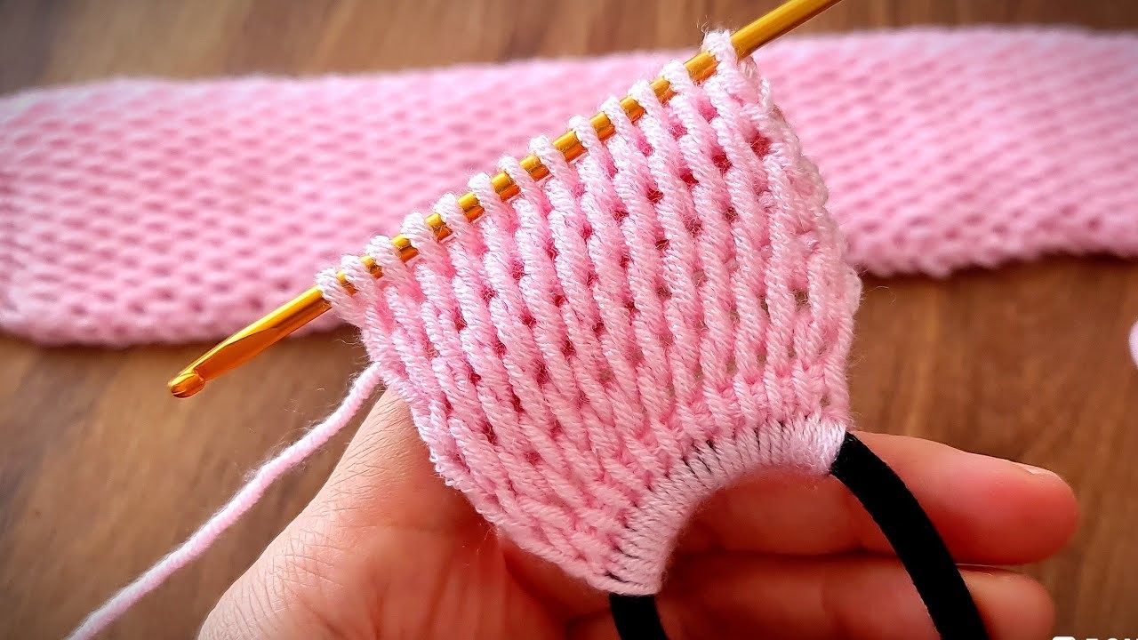 AMAZING SUPER ESAY TUNİSAN BANDANA making roses with very easy knitting technique