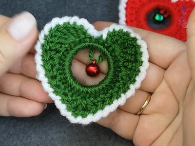 Crochet Heart with Bell for Left Handed
