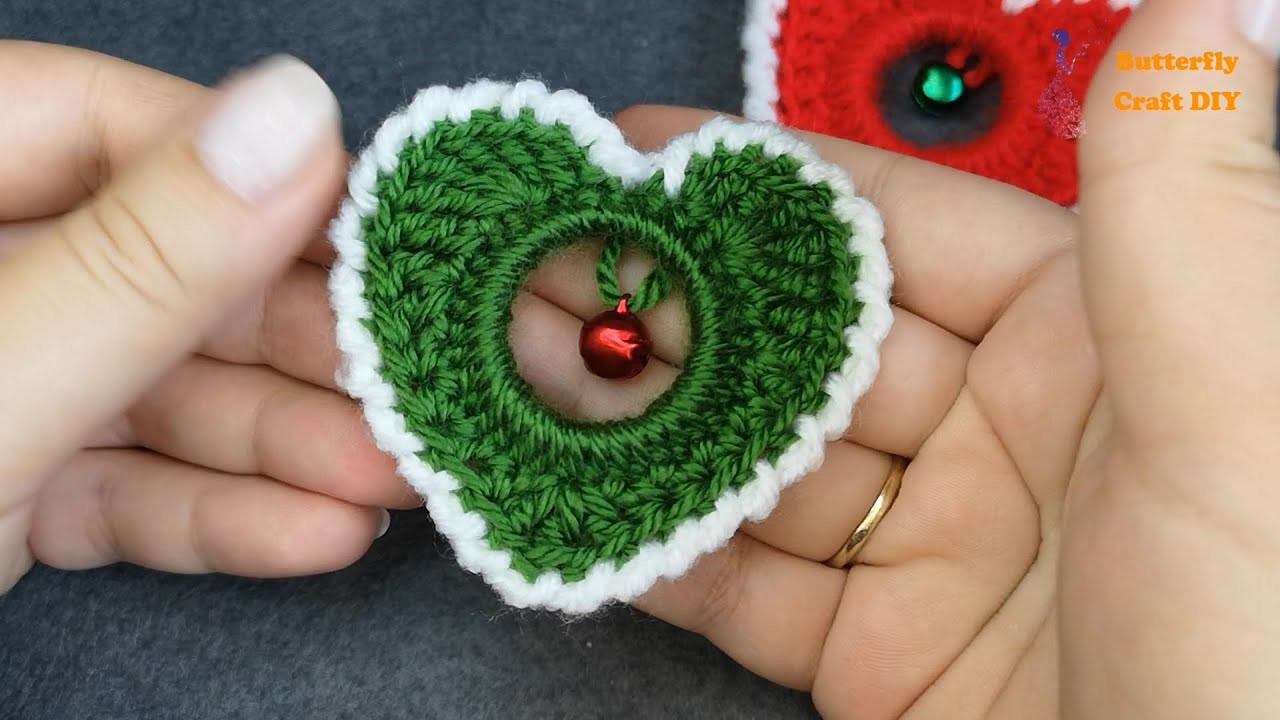 Crochet Heart with Bell for Left Handed