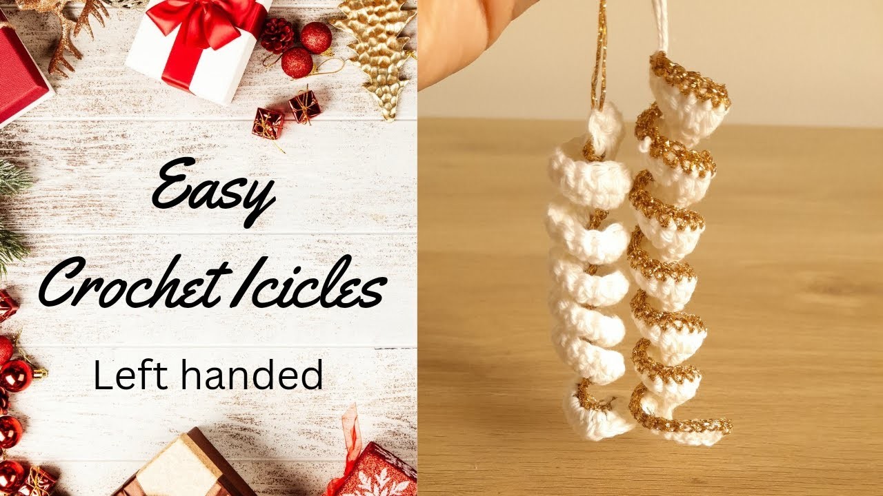 Crochet Icicles Left Handed Step By Step Tutorial, Crochet Christmas Ornament