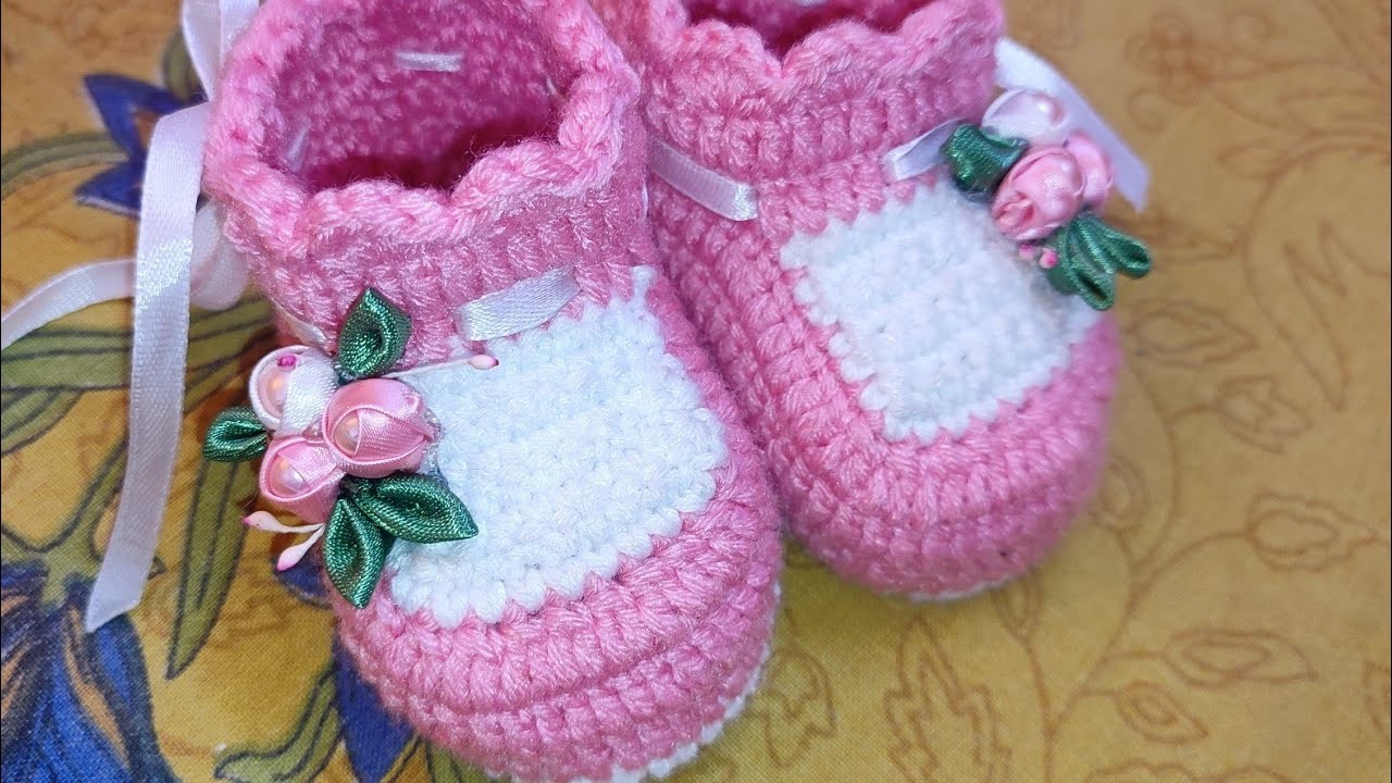 How to crochet baby booties 0-9 months  10 cm size with woolen in hindi
