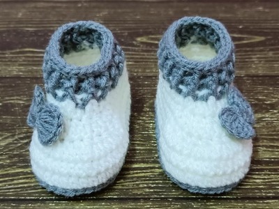 How to crochet baby booties.Cara mengait kasut baby