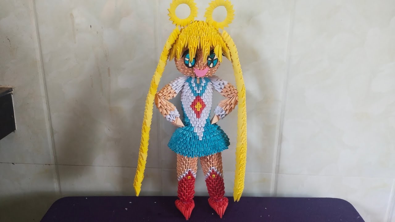 How to make 3D Origami Girl Fighter tutorial Part1 #3dorigami #origami #diy #papercraft