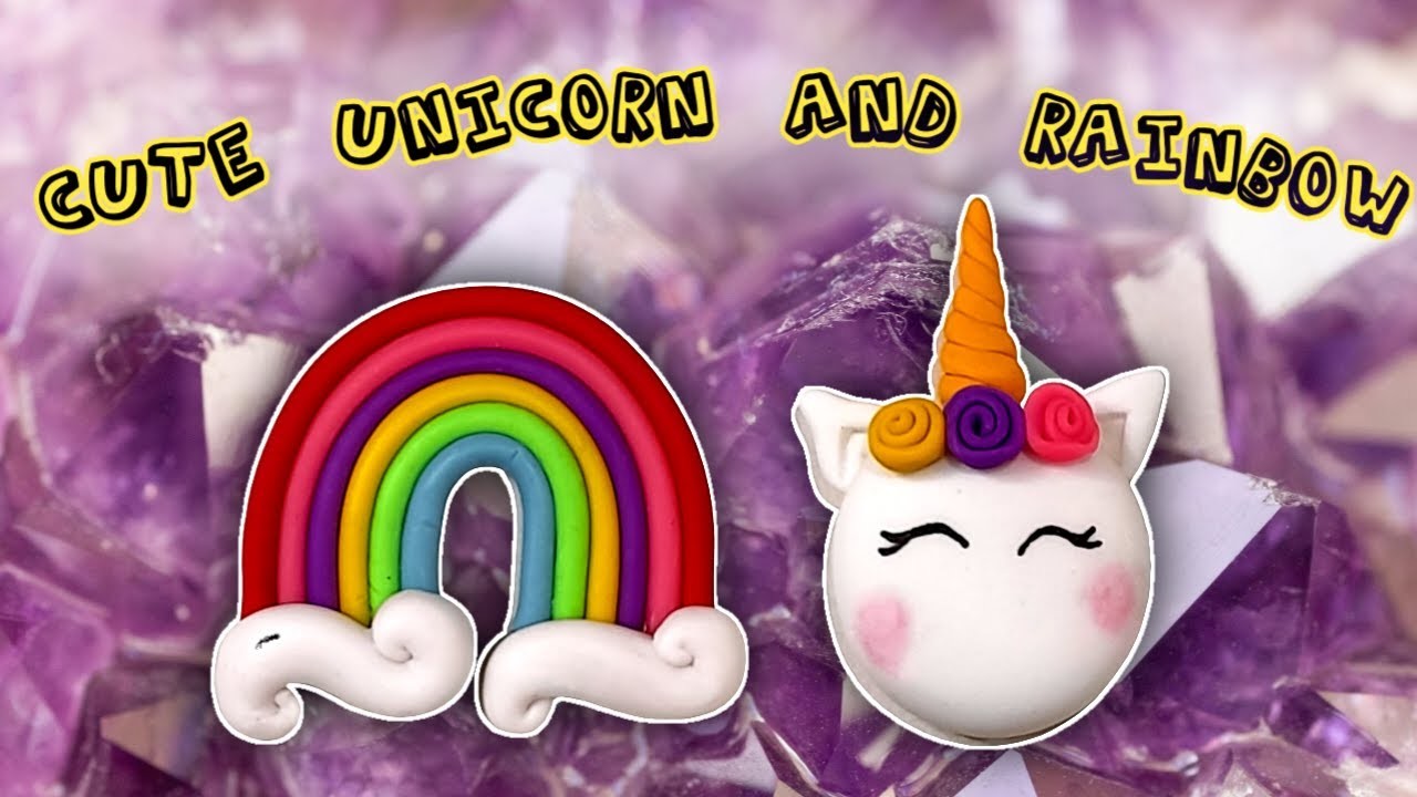 Make a cute unicorn and rainbow with handmade or polymer clay, best tutorial #DIY #howto #how #ideas