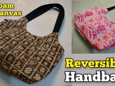 No foam - No canvas - Reversible Handbag cutting and stitching [Recycle] cloths bag making at home