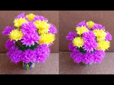 Plastic Bottles Vase Flower's Craft |  Crepe Paper Flowers | Home Decor Idea