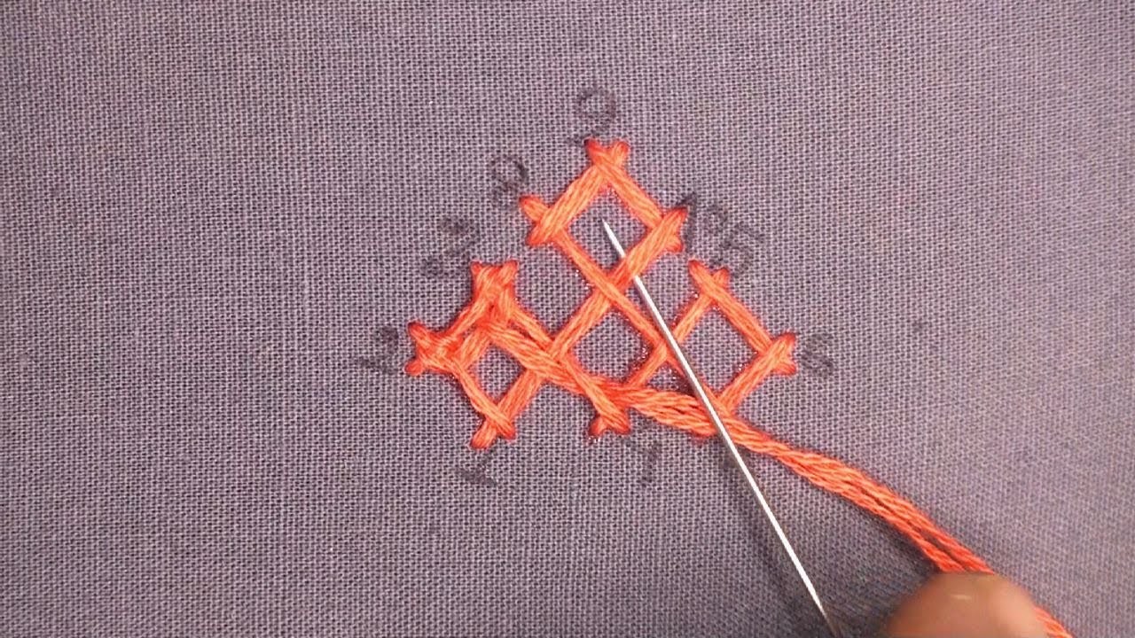Super Easy Gujrati Stitch design, Gujrati embroidery at home, Gujrati stitch easy way