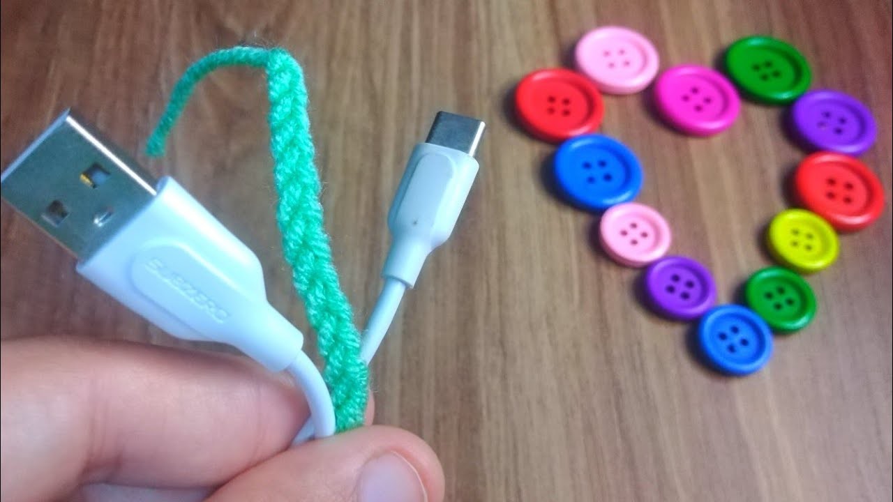 Super idea ✔️knitting crochet phone charger cable clip in five  minutes ????????